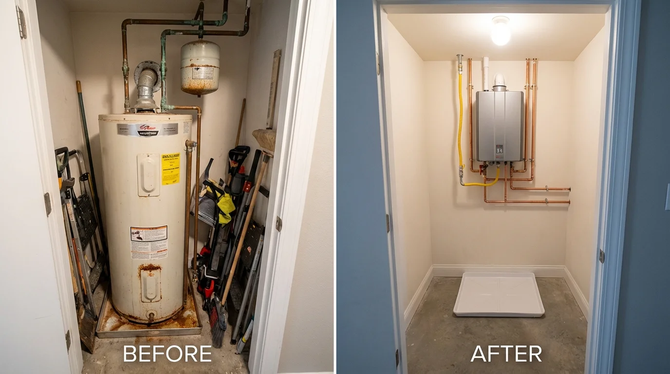 Tank water heater versus wall-mounted tankless unit comparison for Canton, MI homeowners